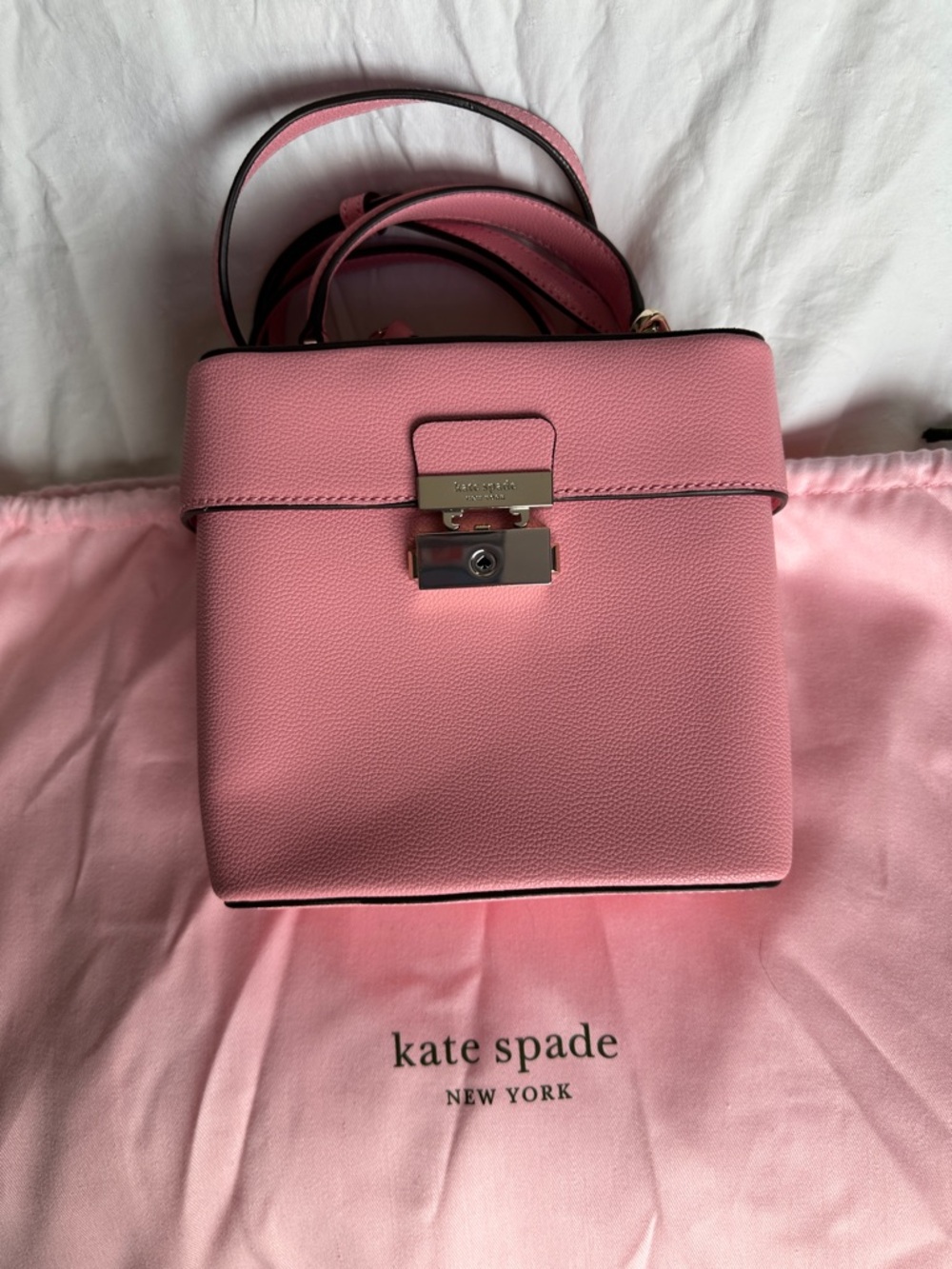 kate spade pink pebbled leather mini top-handle crossbody
